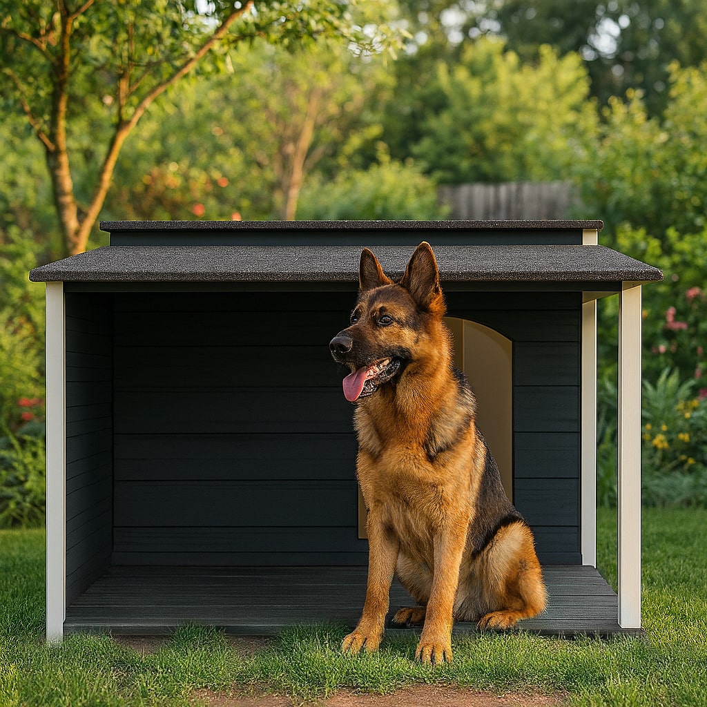 Insulated XL Outdoor Dog House with Flat Roof & Terrace