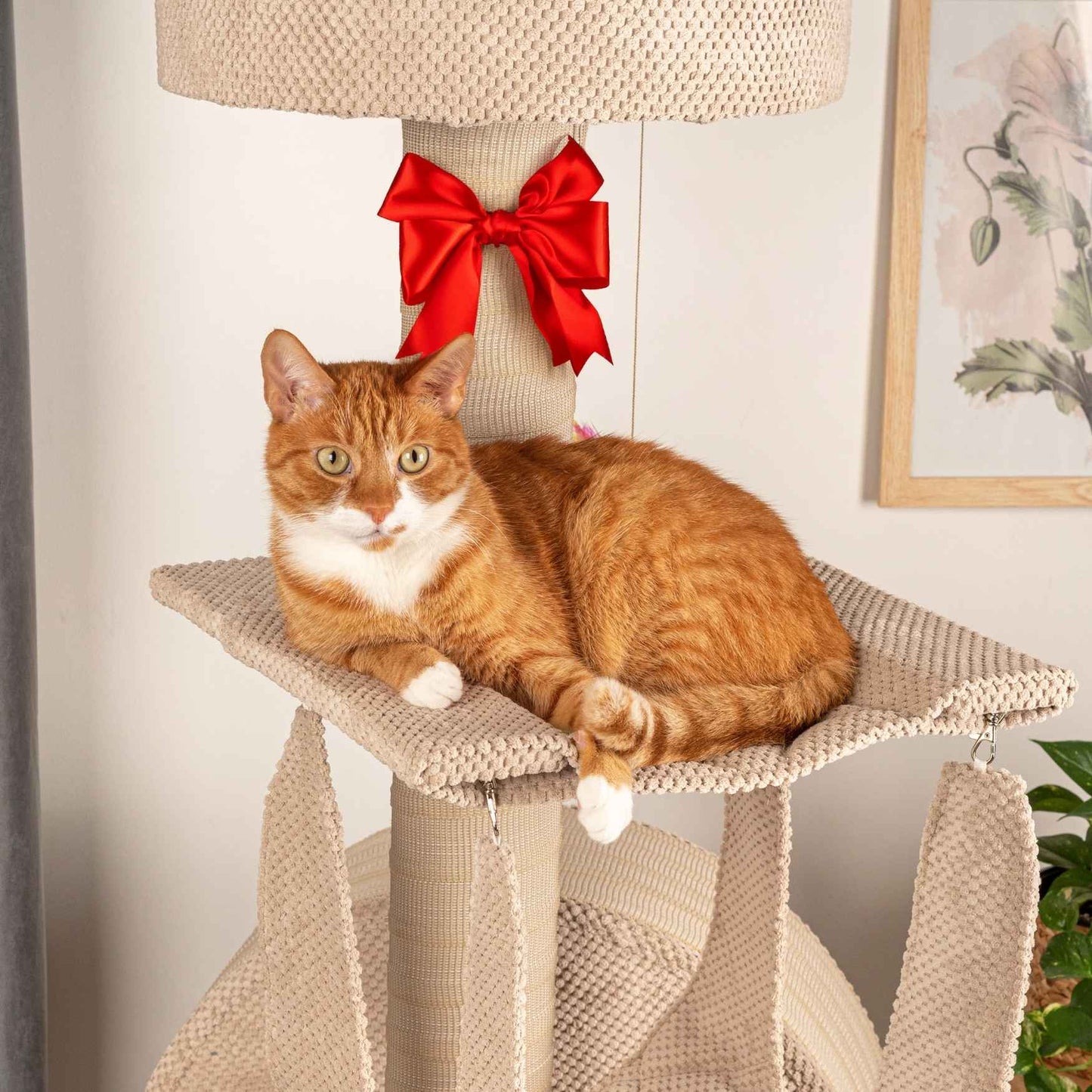 Cat Tree with Small Wooden Cat Exercise Wheel – Stable, Modern and Activity-Focused