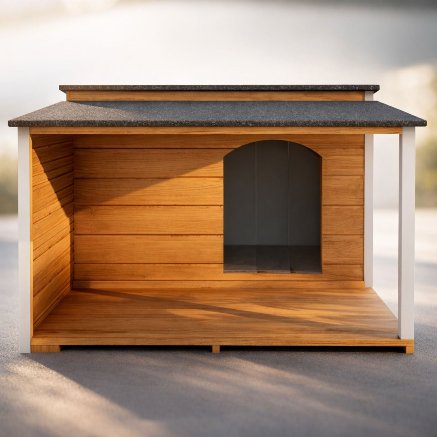 Insulated XL Outdoor Dog House with Flat Roof & Terrace