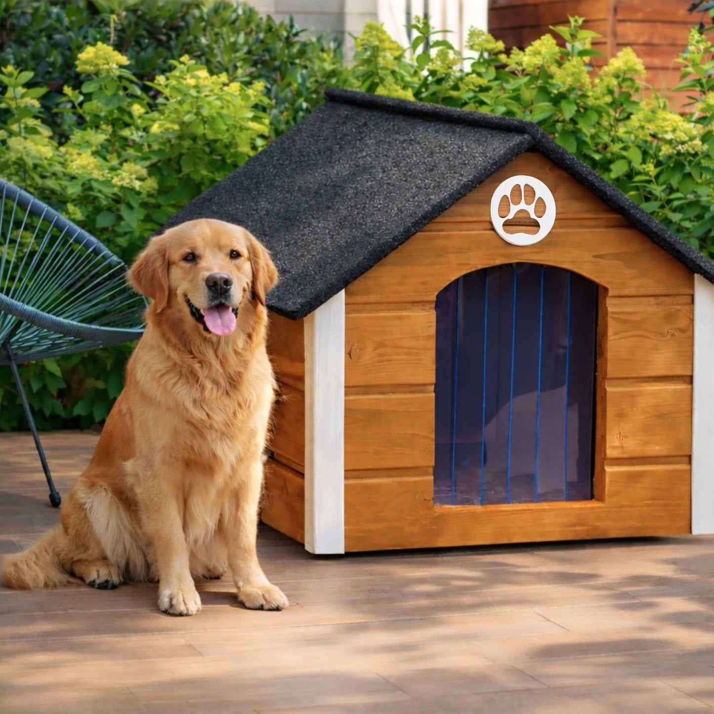 Insulated Outdoor Dog House with Sloped Roof