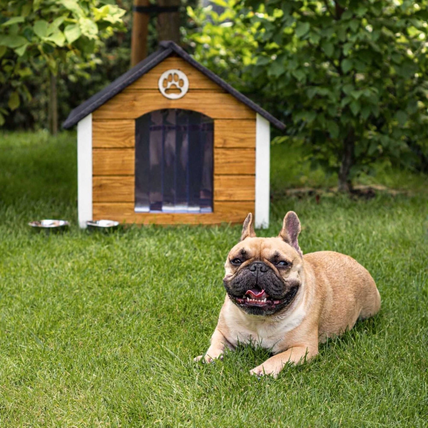 Insulated Outdoor Dog House with Sloped Roof