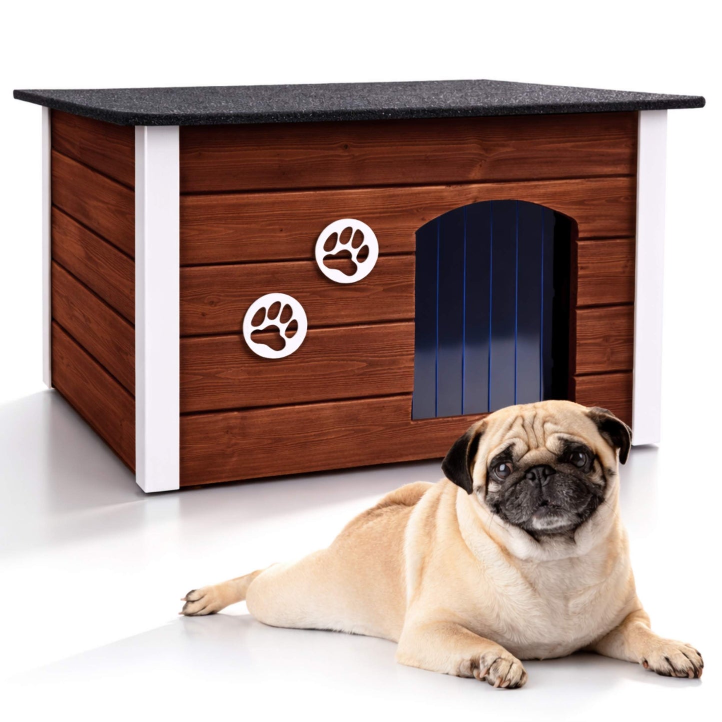 Insulated Outdoor Dog House with Openable Flat Roof